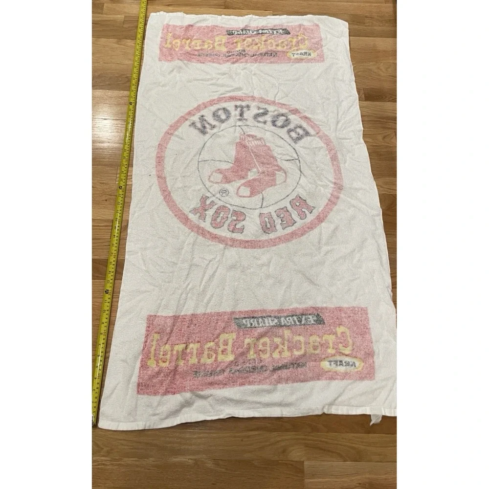 Vtg‎ Boston Red Sox Beach Towel Cracker Barrel Cheese Kraft White Cotton Promo